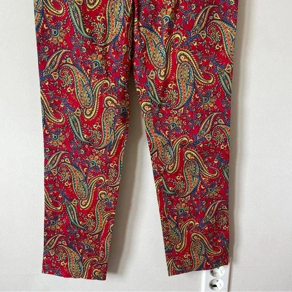 Lauren Ralph Lauren Red Paisley Dress Pants, Women's Size 2P - Picture 3 of 9